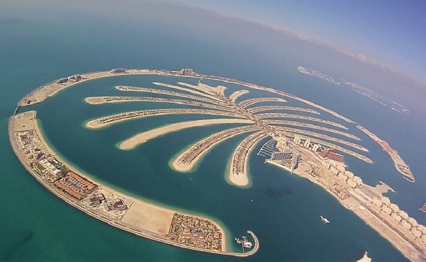 The largest man-made island in Dubai
