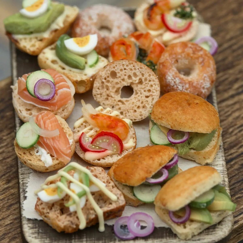 Miniature open-air sandwiches made by Shai Aaron