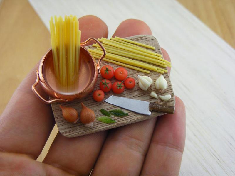 Miniature pasta and vegetable board made by Aaron Shai