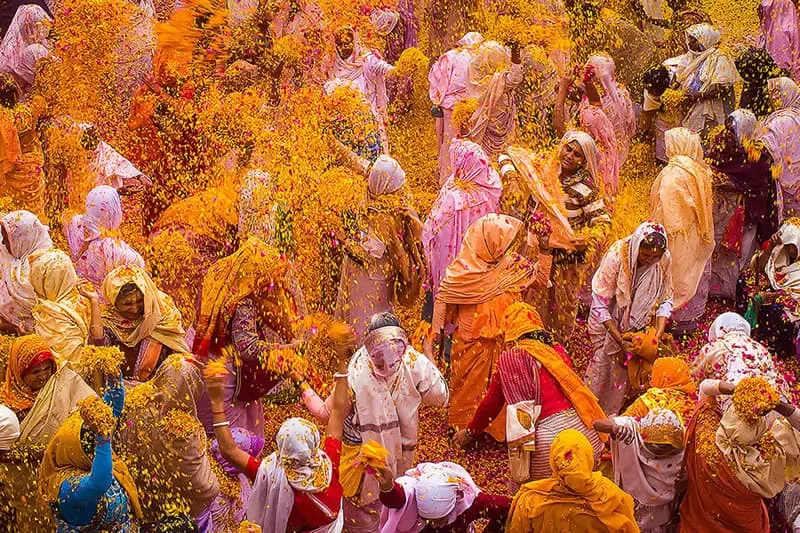 Village women celebrating Holi in India