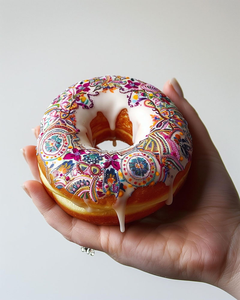 Donut with chocolate filling and Persian motifs