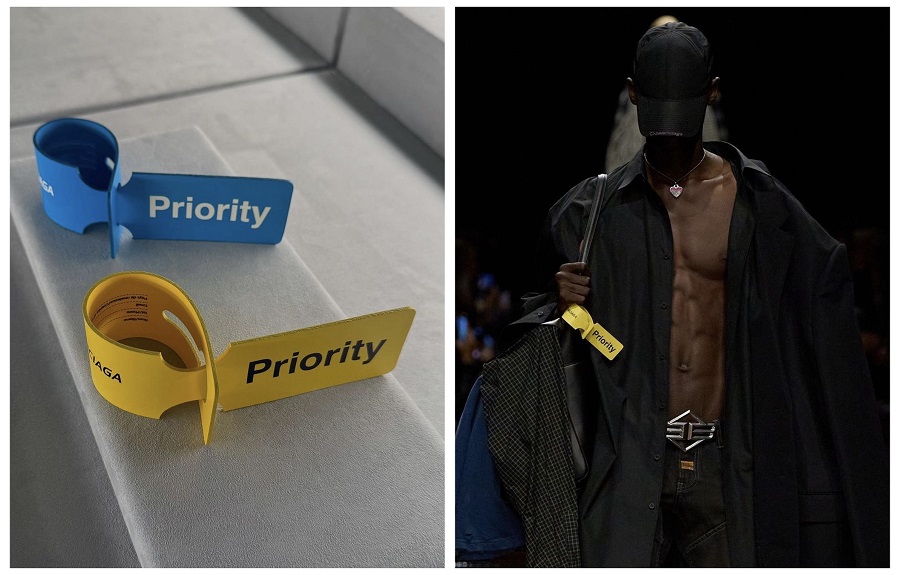 Balenciaga's use of the airplane tag as an accessory
