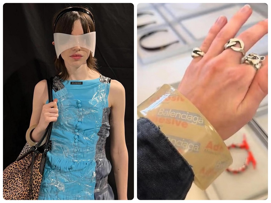 Balenciaga's use of tape as an accessory