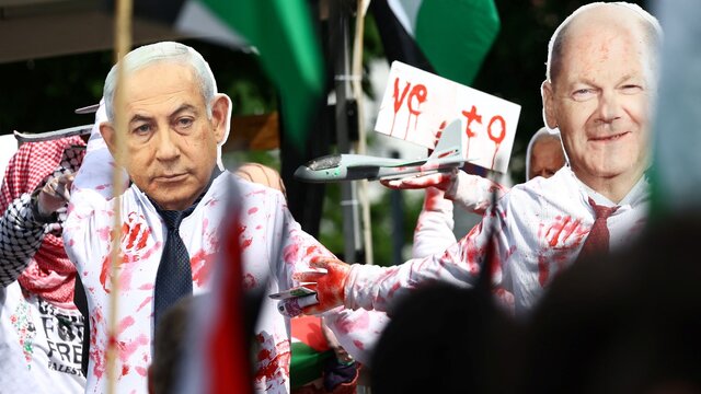 Germany and Israel; 2 Genocide in Gaza on a coin