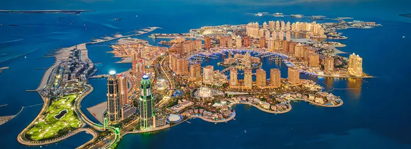 Aerial photo of the artificial pearl island of Qatar; Photo Source: The Pearl-Qatar, Photographer: Unknown