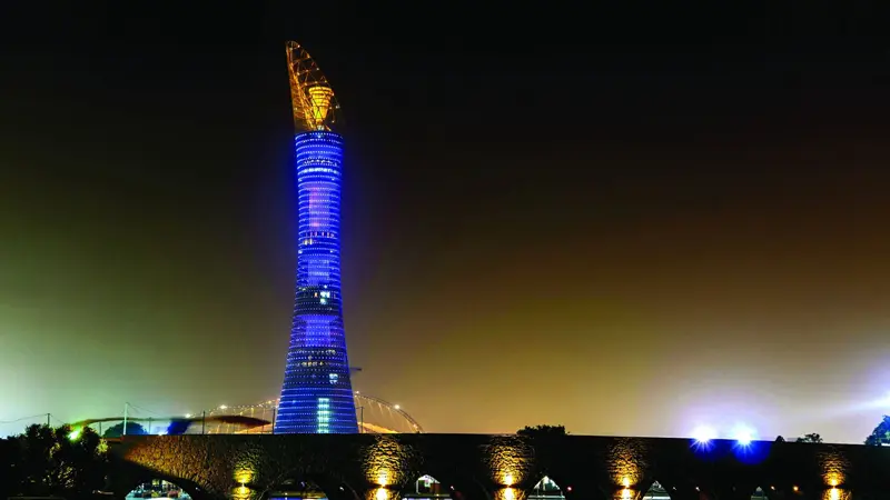 Qatar Spire Tower at night; Photo Source: BESIX Watpac, Photographer: Unknown