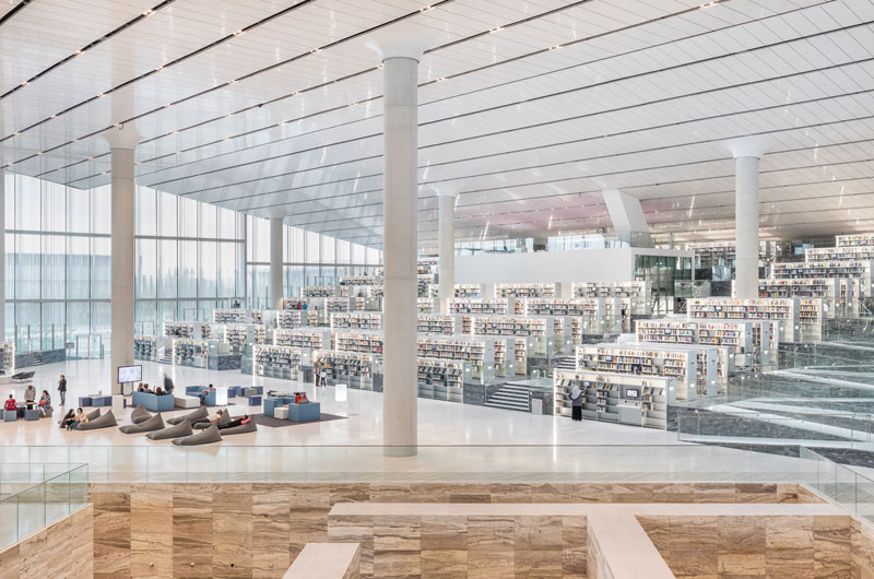 The ierior of Qatar National Library; Photo Source: Archello, Photographer: Delfino Sisto Legnani