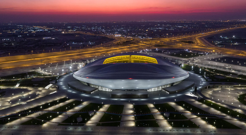 Qatar Al-Janoob Stadium at night; Photo Source: Visit Qatar, Photographer: Unknown