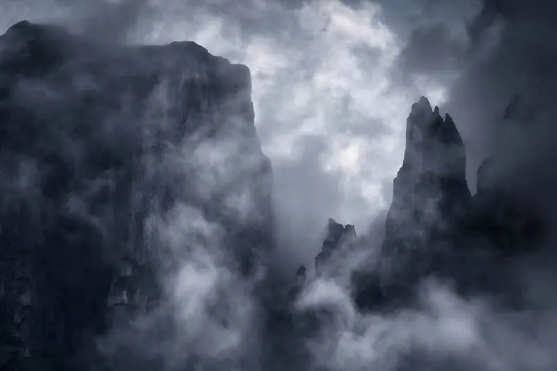 Heavy fog in the Alps