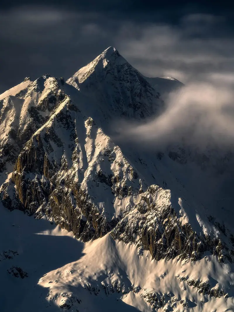 The snow-covered mouains of the Alps
