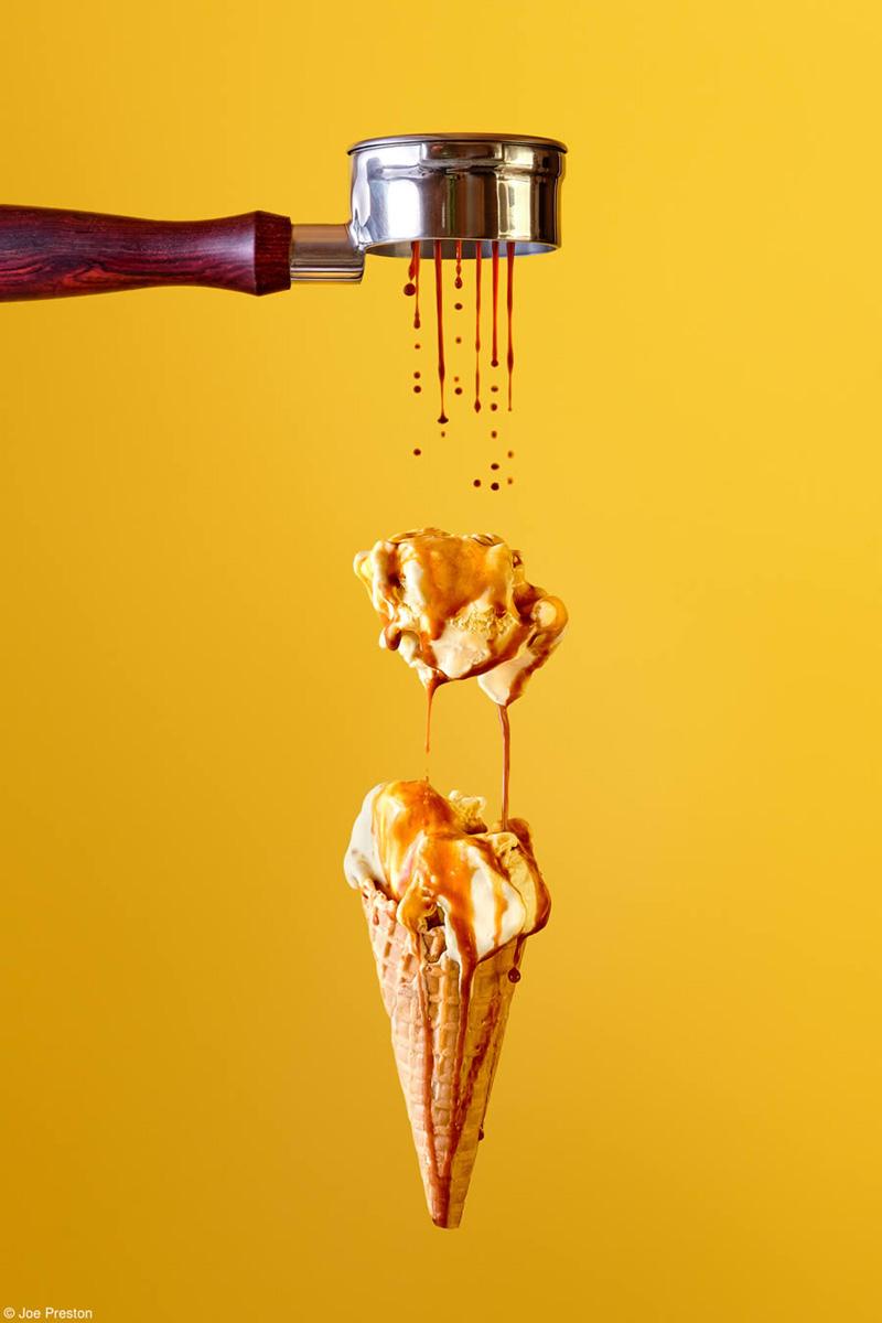 The combination of ice cream and coffee