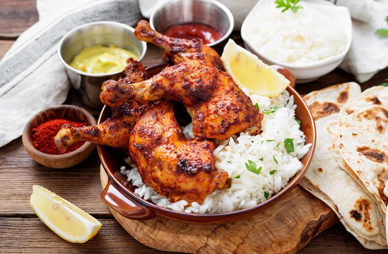Indian tandoori chicken; Photo source: rainforestcruises; Name of the photographer: unknown