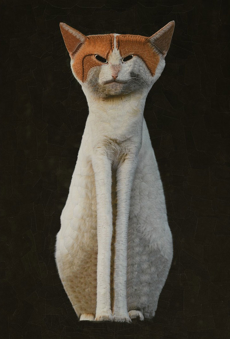 Tall paper cat made by Lola Dupre