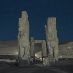 The structures of Persepolis at night, photo source: @daaaniiaaal Instagram, photographer: Daniyal Paimard