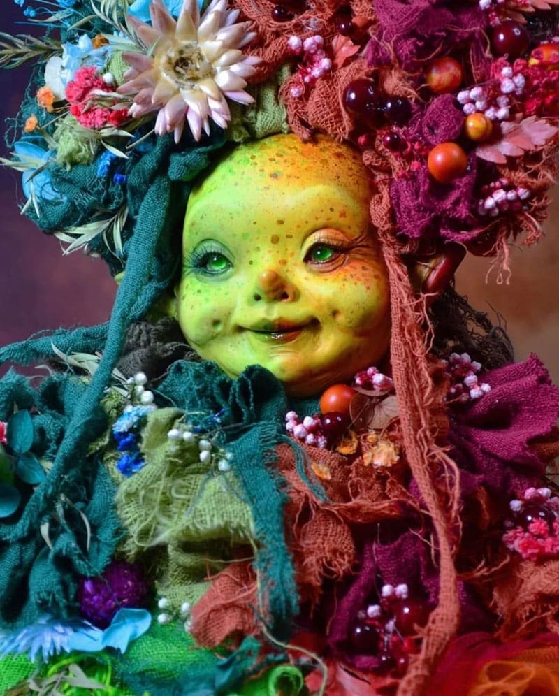 Halloween doll with yellow face