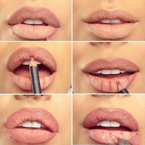 Teaching how to enlarge thin lips through lip liner and lipstick