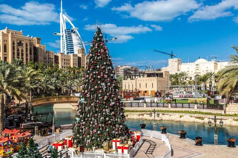 Christmas tree in Dubai; Photo source Time Out Dubai website. Unknown photographer