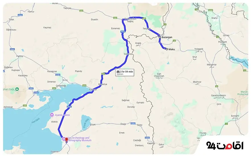 Mako route - Bazargan border - Van