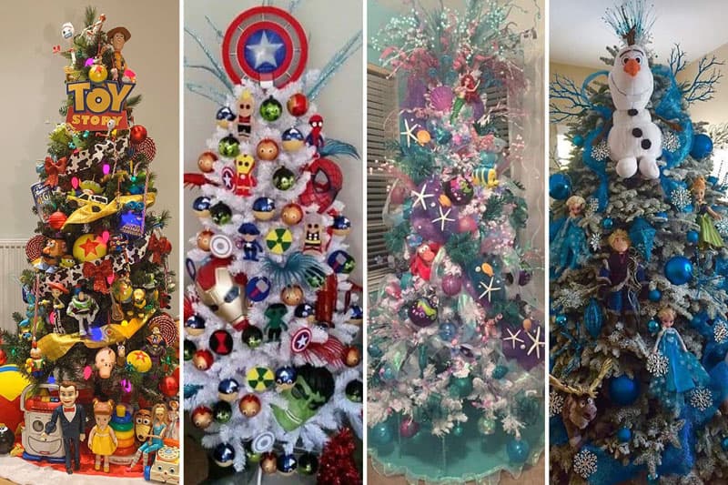 Four differe themes of the Christmas tree; Photo source: thesun.ie; Name of the photographer: unknown
