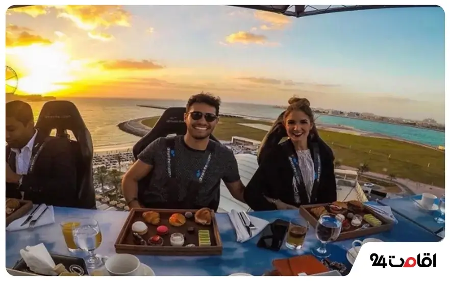 Having dinner in the sky of Burj al-Arab