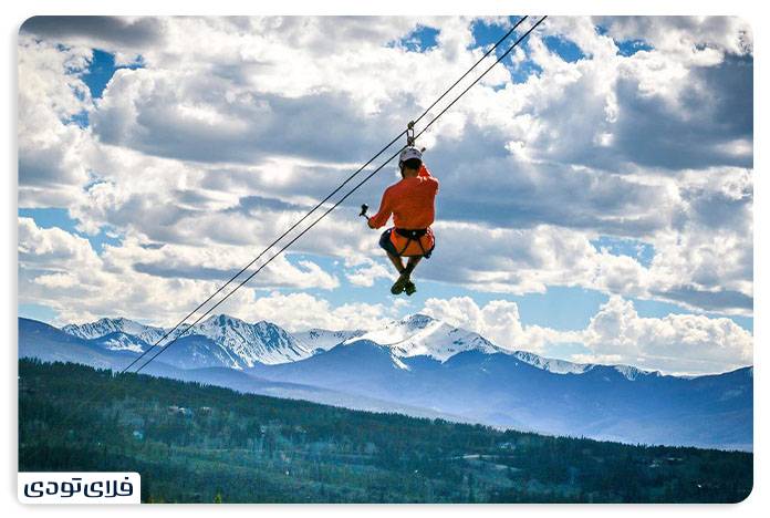 Zip line and suspension bridge