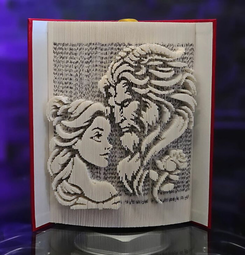 Book statue of the characters of Devil and Deler