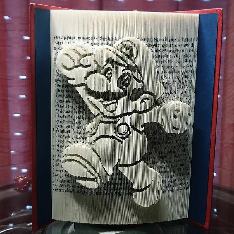 Book statue of Super Mario character