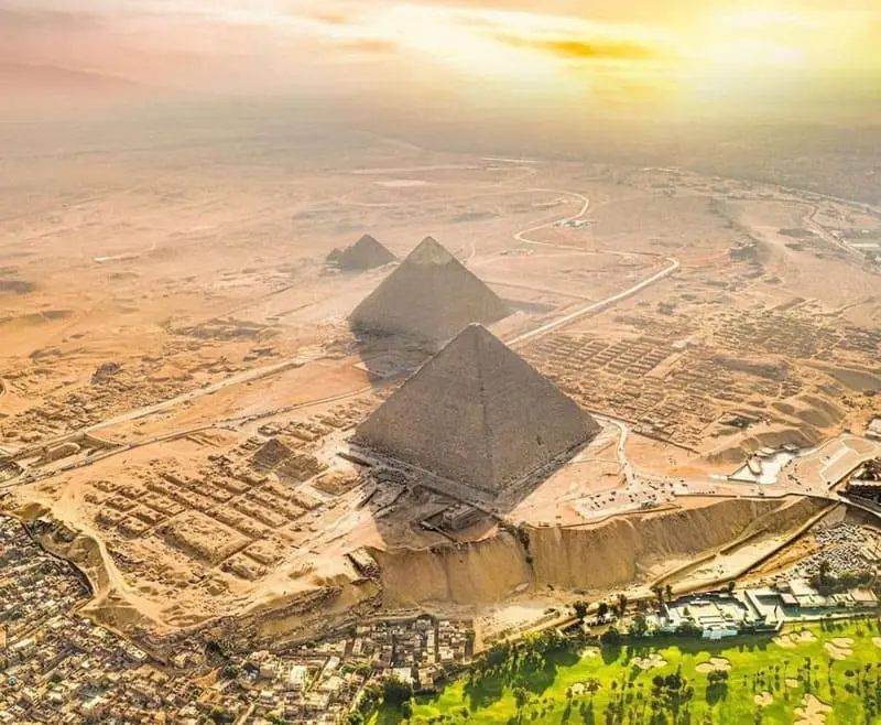Aerial photo of Egyptian pyramids; Photo source: egyptandjordaours; Name of the photographer: unknown