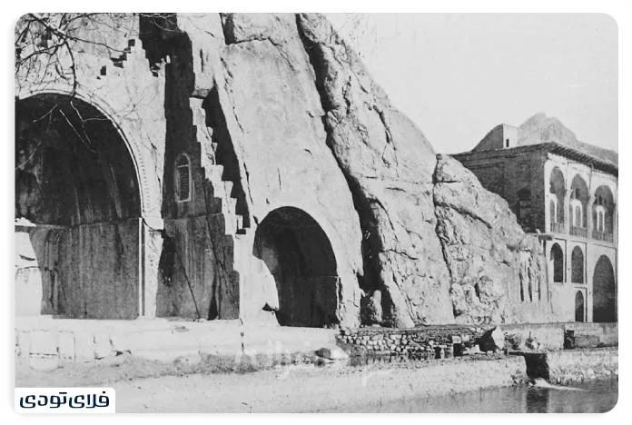Bostan Arch of Kermanshah A masterpiece of Sasanian stone architecture Old photo of Taq Bostan