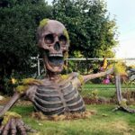 Giant Halloween skeleton in the park