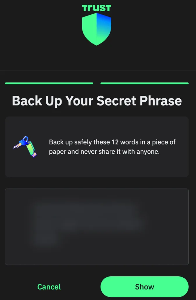 show secret phrase trust volt