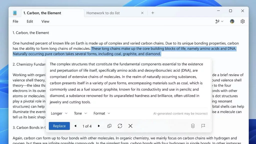 Windows notepad artificial intelligence