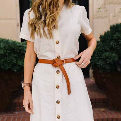 Thin women's leather belt model