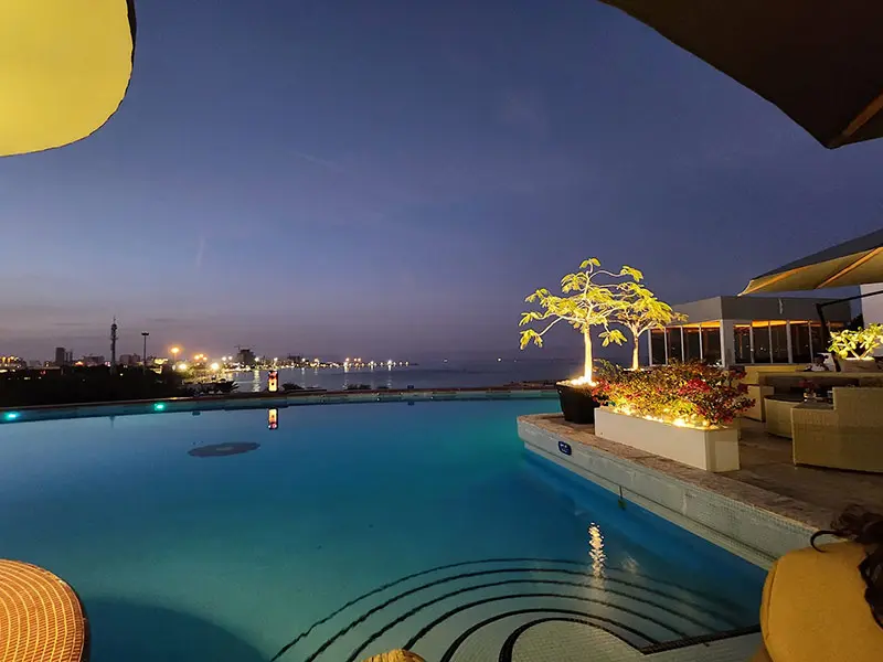 Dariush hotel pool at night; Photo source: Google Map; Photographer: Parsa Haji Hashemi
