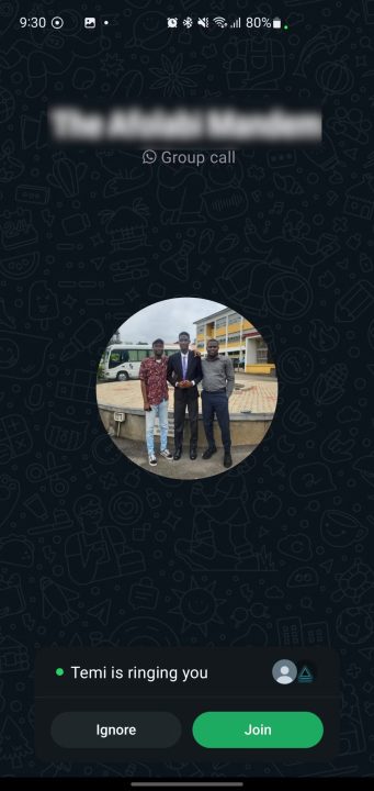 Making a group audio and video call on WhatsApp