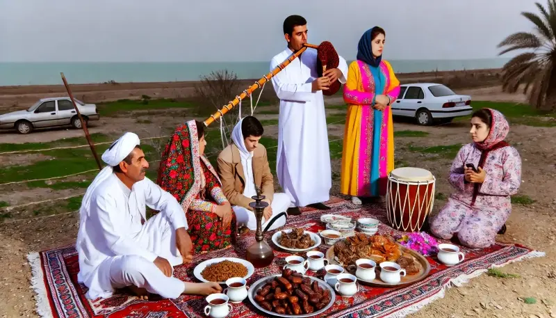 Playing local instrumes on Yalda night in Hormozgan; Photo source: kojabama.com. Photographer: Unknown