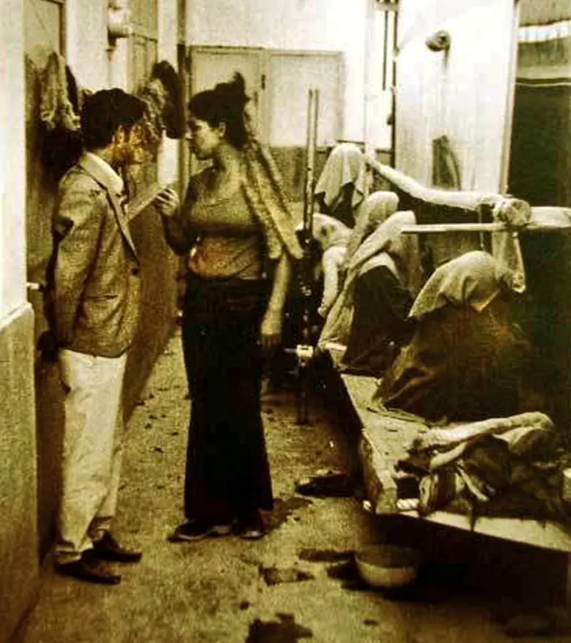 Parveen in the carpet weaving workshop
