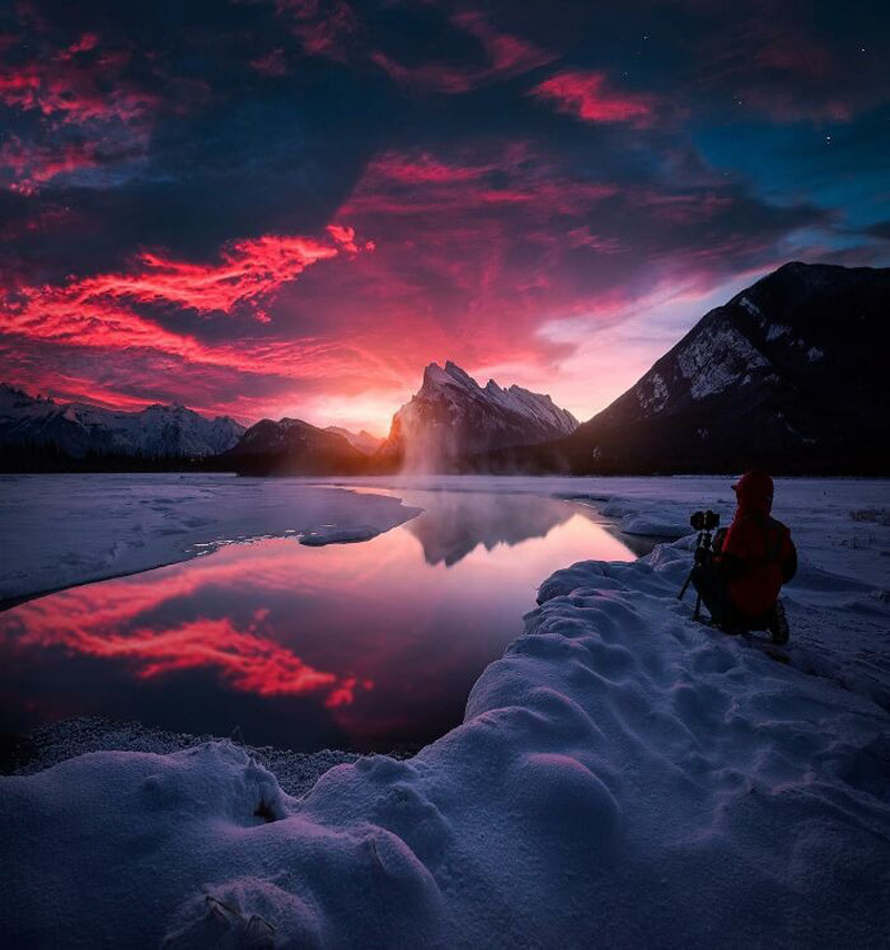 Image made by artificial ielligence of a snowy lake