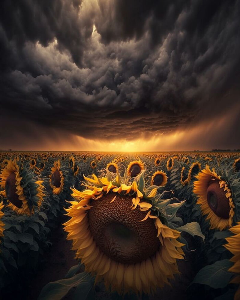 AI-generated image of a sunflower field