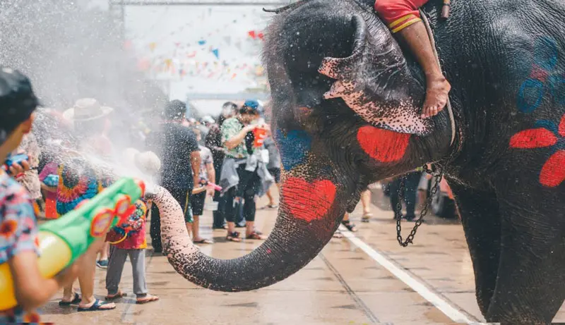 Water play in Songkran, <a href=