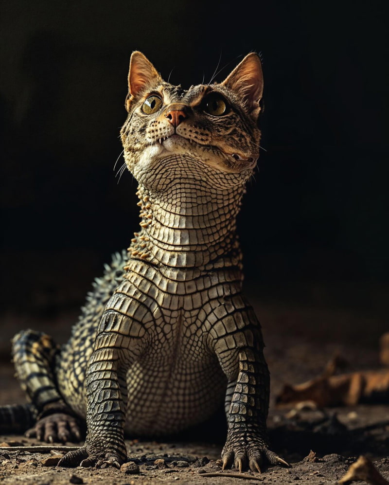 Combination of cat and lizard