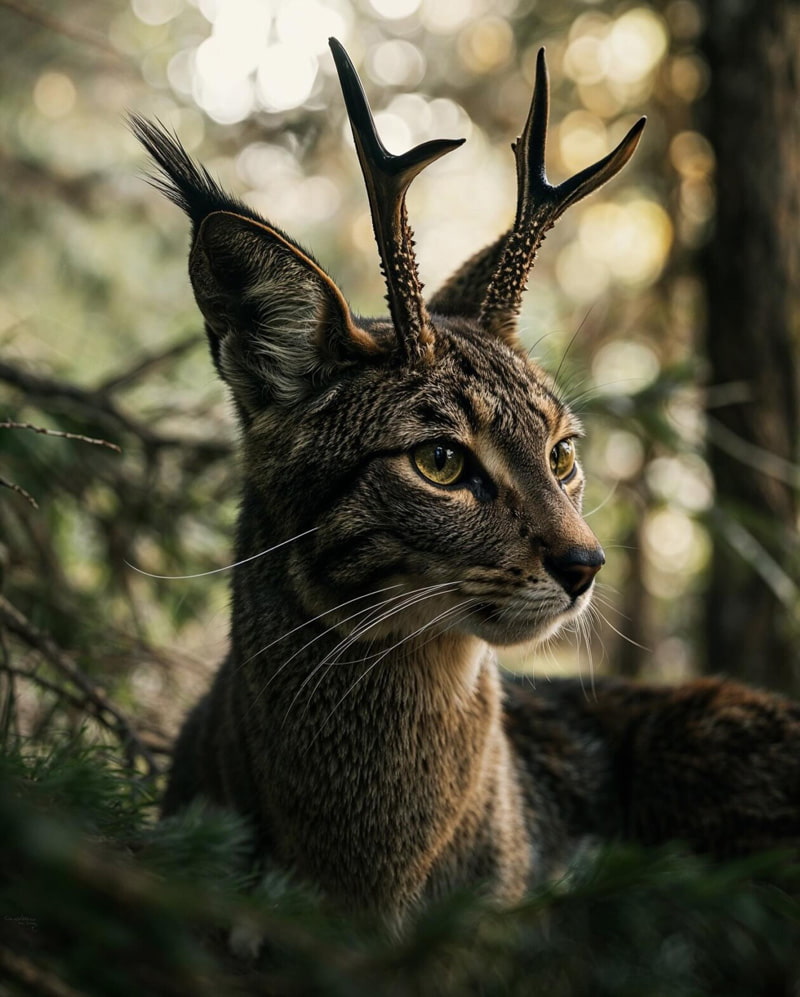A deer with a cat's face
