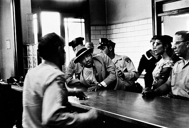 The arrest of Martin Luther King Jr., the promine leader of the civil rights moveme in <a href=