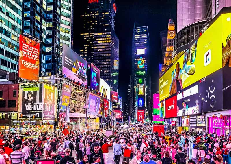 New York's Tamiz Square at night; Photo Source: Trip Double, Photographer: Unknown