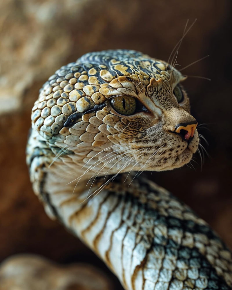 Combination of cat and snake