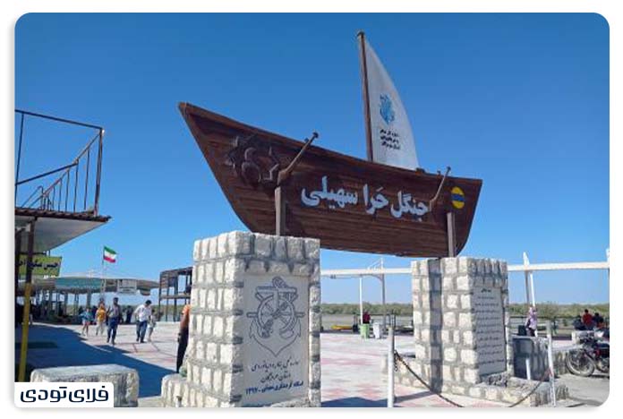 The distance between Mangrove forest and Qeshm