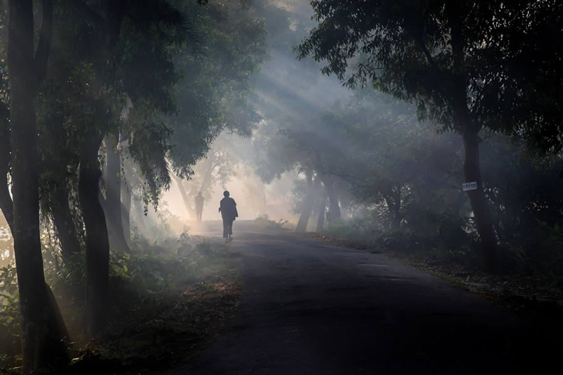 Bangladesh wier fog on the way to the village; Photo source: 121clicks.com; Photographer: Mou Aysha