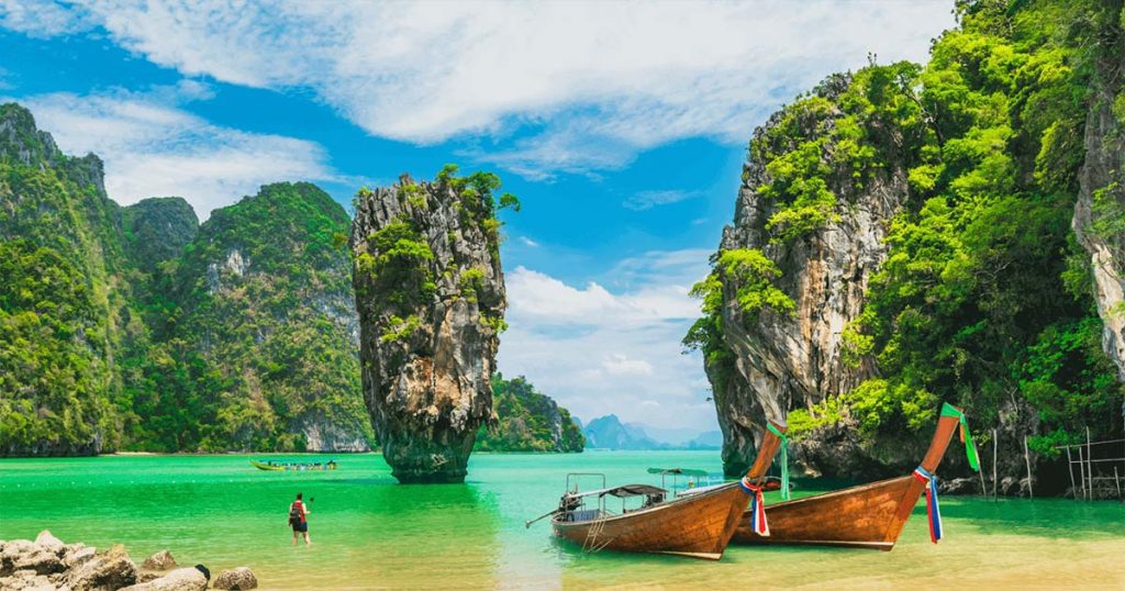 Phuket; An island in the middle of the stones rising out of the water