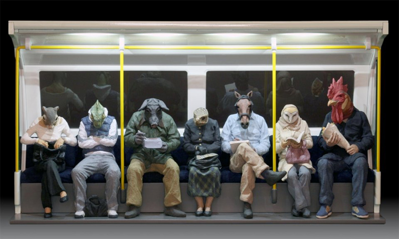 Humanoid animals in the subway
