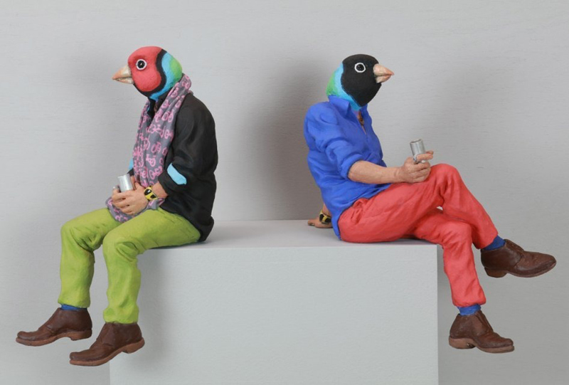 Two humanoid birds